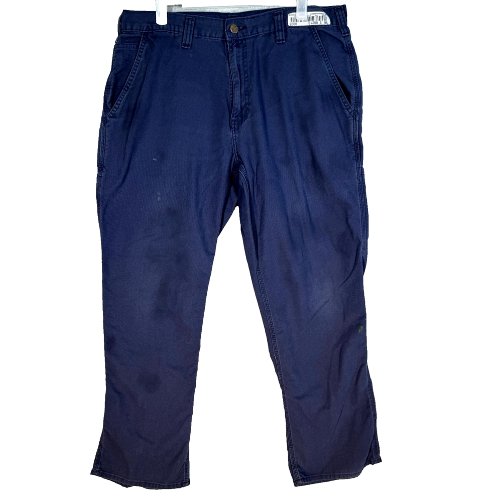 Carhartt Carpenter Pants Men's 34x28 Navy Dungaree Fit Work Utility Ripstop